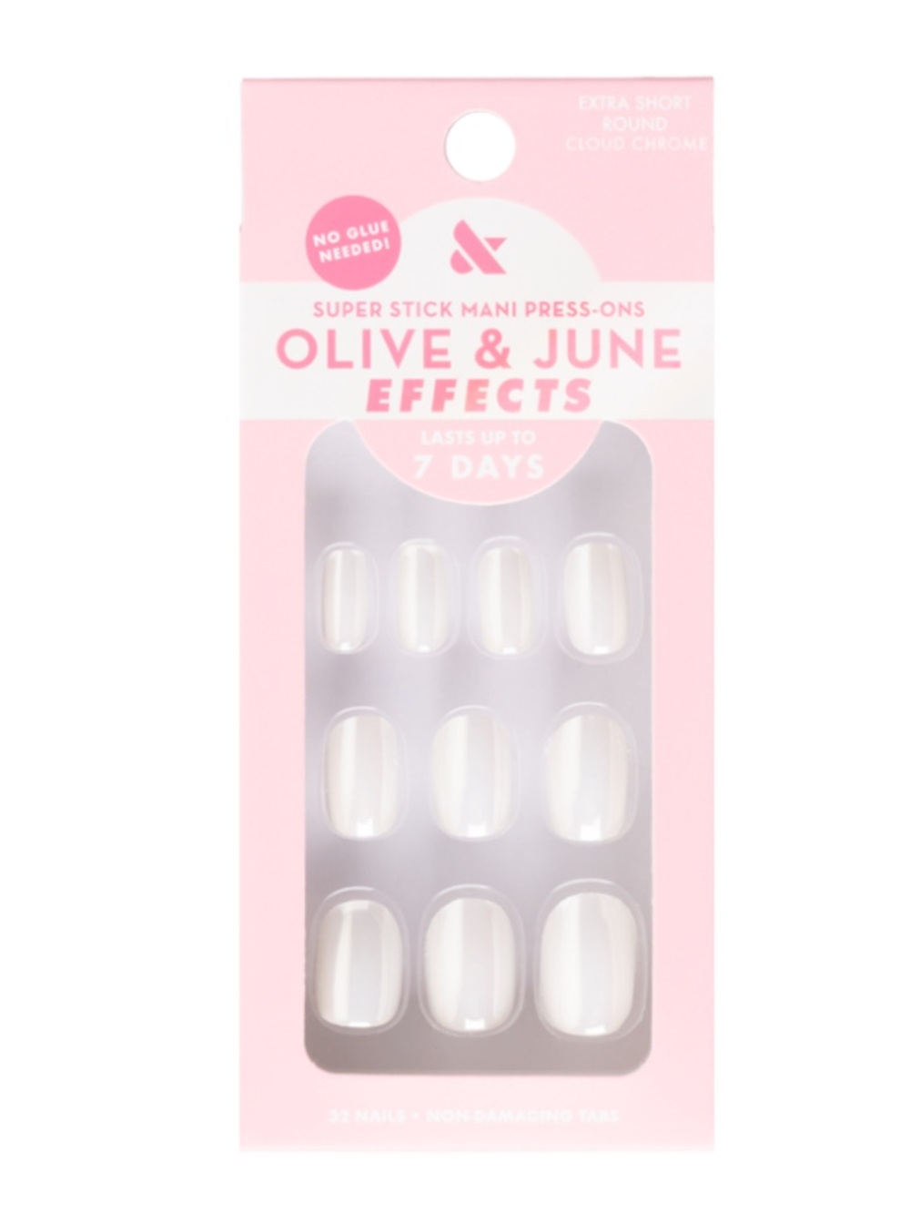 Olive and June Super Stick Mani Press On Nails in Cloud Chrome